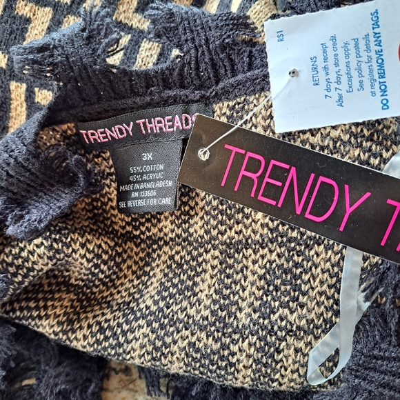 3X Geometric Print Distressed Trendy Threads | Cardigan |Black Bronze/Gold | NWT - Picture 15 of 16